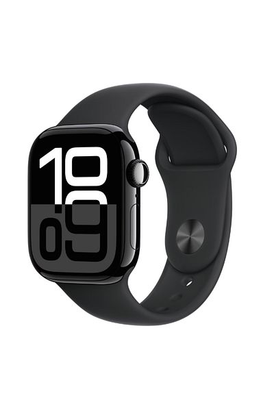 Apple Watch Series 10 GPS + Cellular 42mm Jet Black Aluminium Case with Black Sport Band - M/L