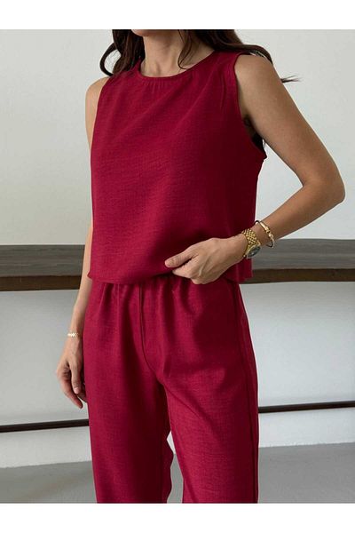 mor butik Purple Butik Women's Bordo Desi̇gn Double Set Arya083