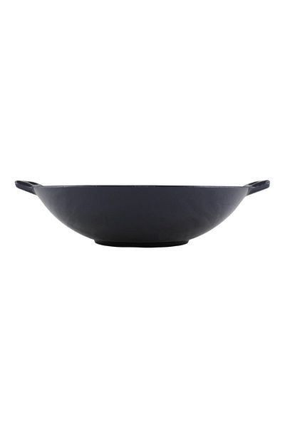 gogiva Cast iron pan, enameled, round, low, wok type, blue, 5L