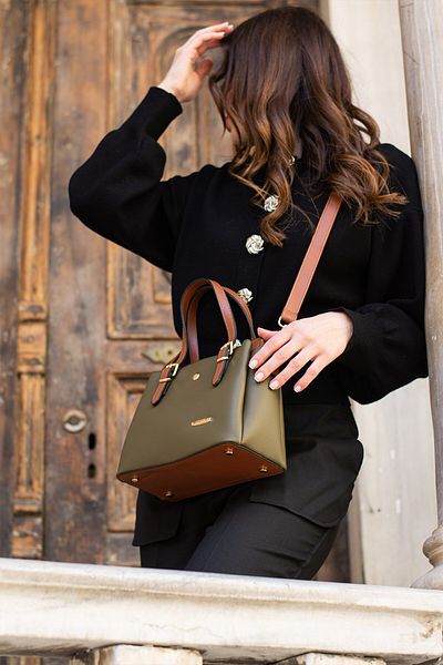Paul Brand Women's Adjustable Long Strap Multi-Compartment Khaki Hand and Shoulder Bag Pbs1415