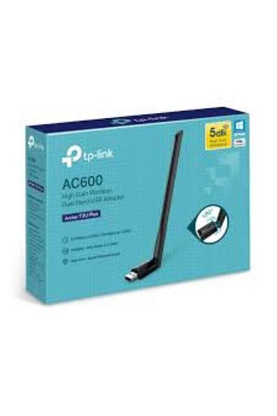 TP-LINK AC600 High Gain Wireless Dual Band USB Adapter, ARCHER T2U PLUS; USB 2.0; 5dBi Antenna;