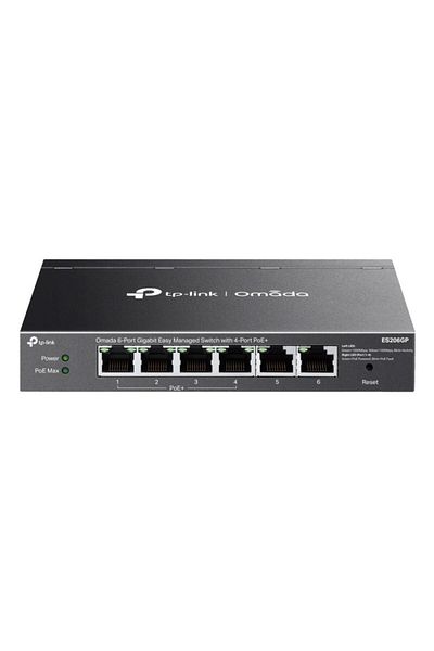 TP-LINK Omada 6-Port Gigabit Easy Managed Switch with 4-Port PoE+ PORT: 4× Gigabit PoE+ Ports, 2x Gigab