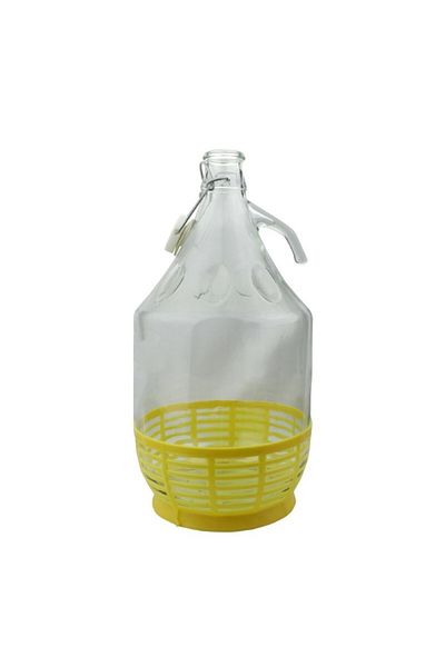 gogiva Damigan de sticlă cu dop metalic cu cataramă, închidere ermetică, potrivită pentru vin, brandy, must, 5L