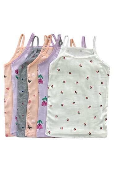 FORMO 6-Piece Girls' 100% Cotton Ribbed High Quality Rope Strap Undershirt