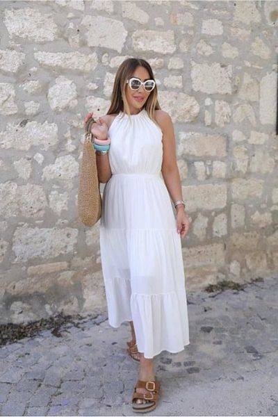Ecenin Favorileri Moroccan Halter Neck Maxi Size Women's Dress