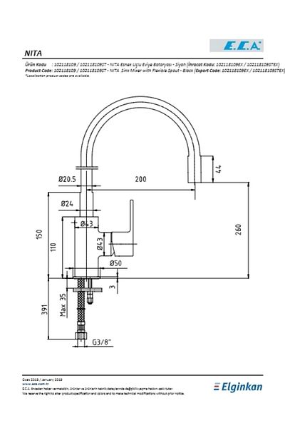 Eca Nita Flexible Outlet Tip Sink Faucet