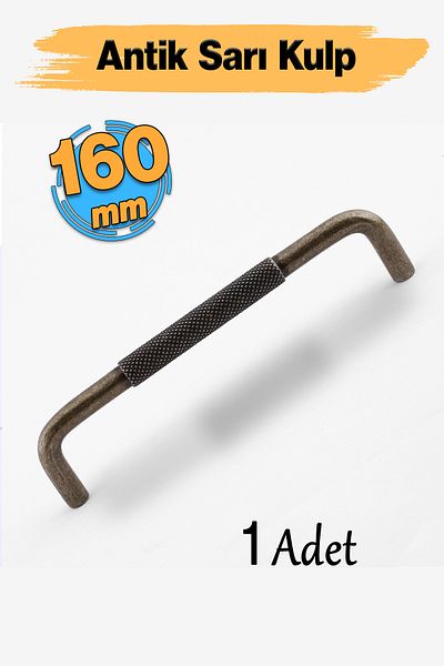 Badem10 Antique Yellow Metal Handle 160 mm 16 cm Drawer Kitchen Furniture Cabinet Cupboard Modern Cover Uber Serrated