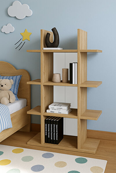 Orysa Design KT-1 Kitaplık, Dekoratif 12 Raflı Kitaplık, Ofis ve Çalışma Odas...