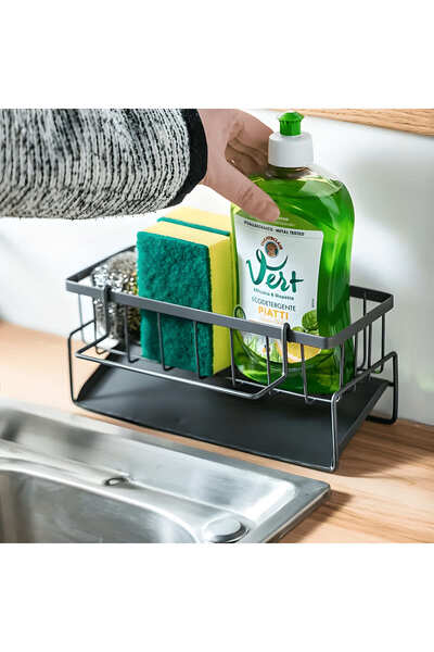Cozy Nest حامل إسفنجات حوض المطبخ مع صينية تصريف أوتوماتيكية، منظم حوض المطبخ وحامل الحمام