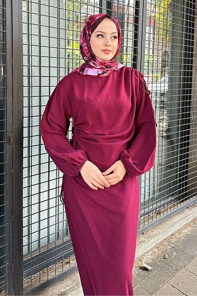 Ovn. Alya Wrap Skirt Set - Claret Red