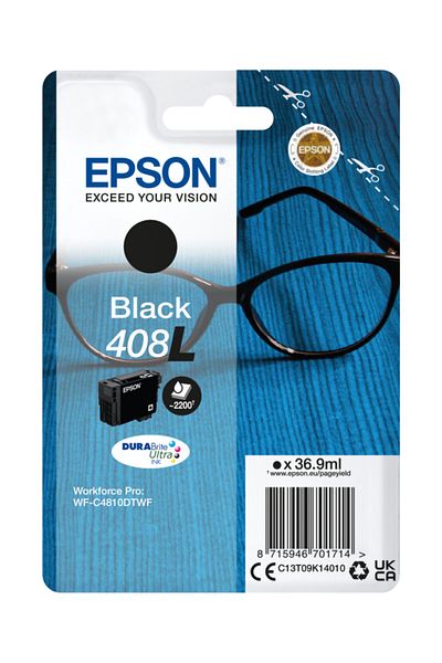EPSON Ink cartridge 408l Ink Tank, Black, DURABrite Ultra ink, capacity 36.9ml, 2.2k pages,