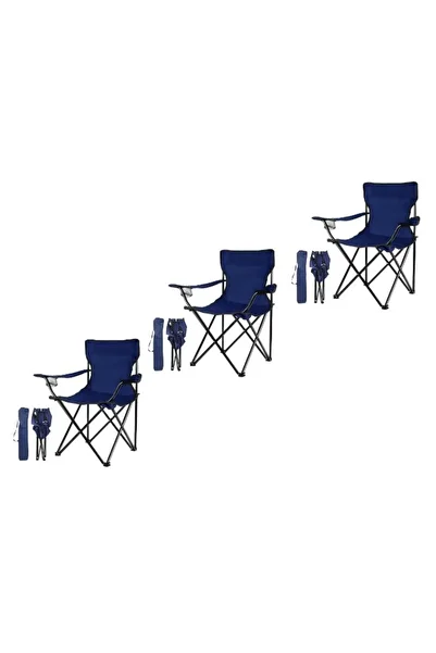 smart home Camping Chair Set of 3 Folding Chairs with Oxford Cloth and Metal Legs - Comfortable and Lightweight, 40 x 40 x 80 cm