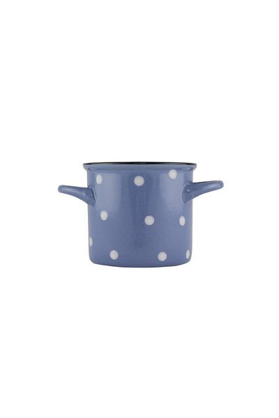 gogiva Ceramic blue mug with handles 400 ml, polka dot design, suitable for muesli, soups and stews, 10 cm