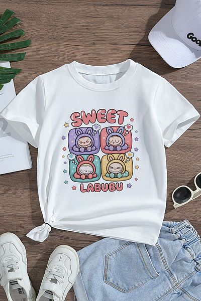 MYADA Premium New Trend Labubu Printed Girl's T-Shirt 24283