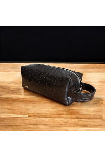 NZCLUB Men's Crocodile Black Handbag