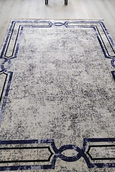 CENTER AVM Lacivert Halı Leke Tutmaz Makinede Yıkanabilir Kaymaz Taban Mutfak...