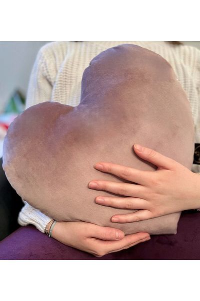 OEM Heart Shaped Decorative Pillow, Powder Pink Velvet