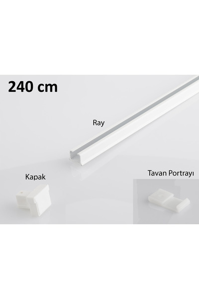 Peria Perde Sistemleri Tek Kanallı Beyaz Alüminyum Perde Kornişi (Tekli Korniş)