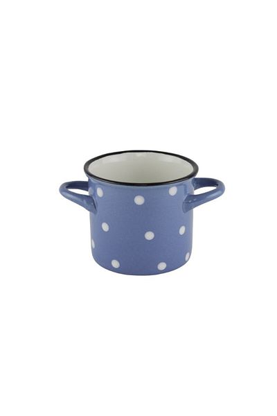 gogiva Ceramic blue mug with handles 400 ml, polka dot design, suitable for muesli, soups and stews, 10 cm