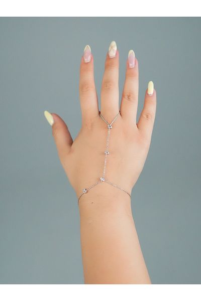 Sumen Butik Silver and Gold Color Chain Steel Shahmeran