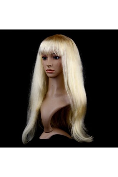 ForWhat Perucă lungă galbenă aurie pentru birou, acasă, birou, activități, spectacol, costum