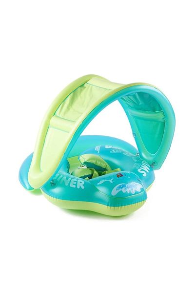 Toyska Inflatable Boat-Style Multifunctional Swim Trainer with Detachable Sunshade and Support for Kids, Mu