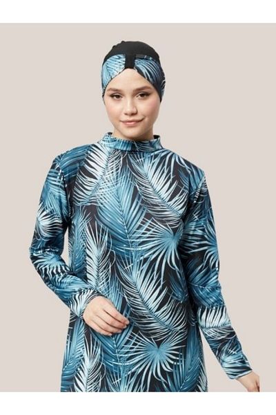 Fitsauna Πλήρως κλειστό απωθητικό νερού Quick Dry Hijab Μαγιό Σετ Τυρκουάζ Μοντέλο 1016