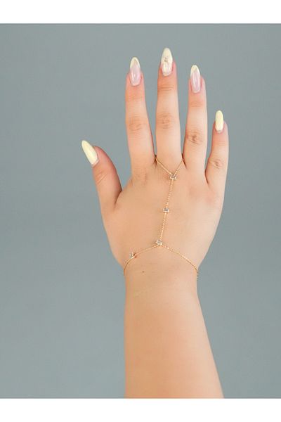 Sumen Butik Silver and Gold Color Chain Steel Shahmeran