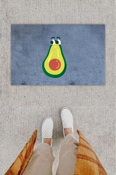 Mu Art Ahşap Digital Print Decorative Astonished Avocado Anthracite Door Mat K-1299