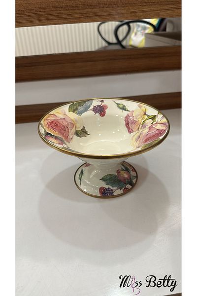 Miss Betty Rose Deluxe Enamel Fruit Bowl with Stand 20 cm