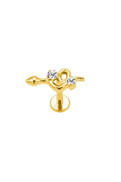 Janset F136 Titanium Zircon Stone Snake Model Tragus Piercing - Helix, Lobe