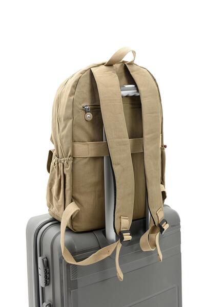 H&D COLLECTİON Unisex Water Resistant Fabric Large Size Light Gray Color School Travel Backpack with Laptop Compartment 3016
