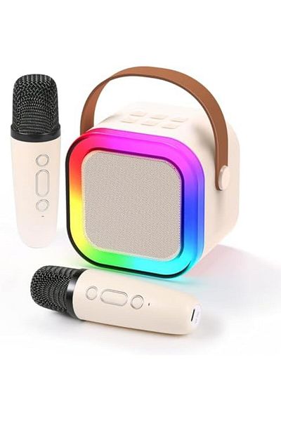 KIDS TOYLAND ikoeat Mini Karaoke Machine for Kids Adults, Portable Bluetooth Karaoke Speaker with 2 Wireless Mics