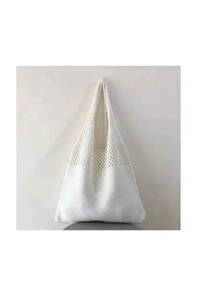 citycenterfashion Women's Plain Knit Shoulder Bag Crochet Casual and Beach Bag
