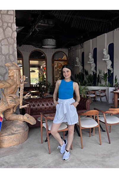 Bliss Dale شورت كتان بخصر مطاطي ومزين بحزام