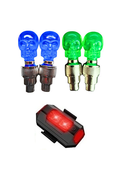 Vekorr 4 Adet Kuru Kafa Işıklı Sibop 1 Adet Çok Renkli Flaşör İkaz Bisiklet I...