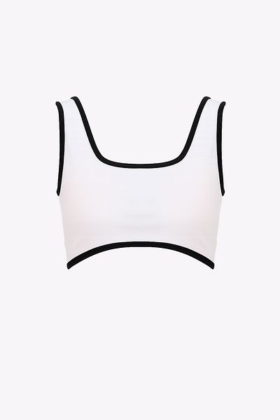4upower White Black Piping Sports Bra