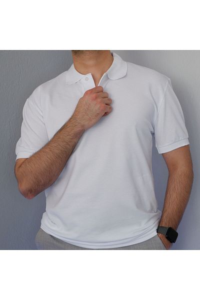 ALİ.COM Polo Neck White Men's T-Shirt
