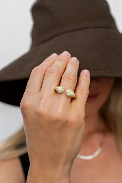 VogueDiamond 18 Ayar Damla Formlu Pırlanta Altın Yüzük