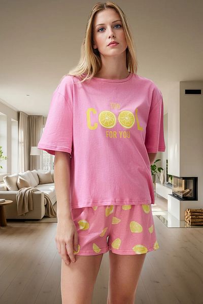 PayBuy Women's Cotton Short Sleeve Pajama Set Lemon Printed Summer Comfortable and Stylish Elegant Design