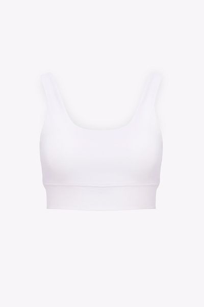 4upower Plain White Sports Bra – Wide Band
