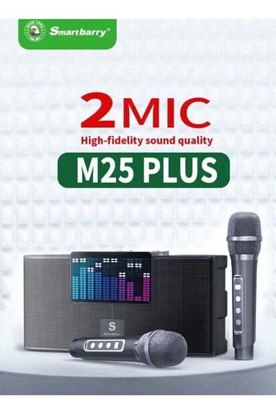Shopi M25 Plus Portable Bluetooth Speaker With 2 Microphones UHF Wireless Karaoke Machine For Adults And K