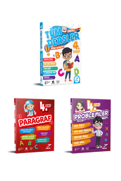 Pruva Akademi PRUVA YAYINCILIK 4. SINIF TÜM DERSLER EMOJİLİ S.B-PARAGRAF-PROBLEM
