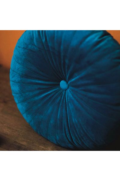 OEM Perna Decorativa Puffet Rotunda din Catifea Verde Inchis, diametru 40 cm