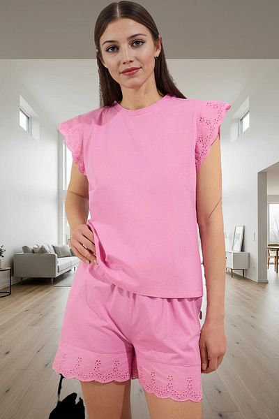 PayBuy Women's Cotton Embroidered Pajama Set Summer Regular Fit Trend Design Comfortable Use