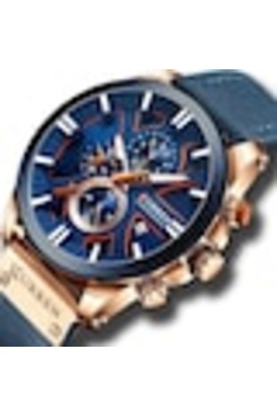 Curren Ceas bărbătesc elegant 8346, Quartz, Oțel inoxidabil și piele, Albastru/Auriu