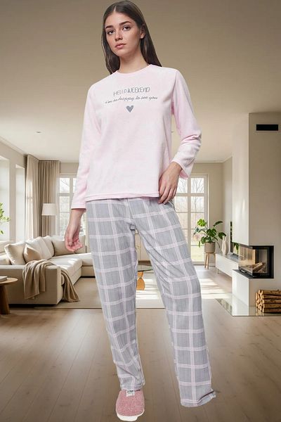 PayBuy Women's Winter Fleece Pajamas Set Plaid Pants Long Sleeve Perfect Fit Trend Design