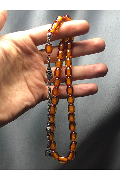 TTS TÜRK TESBİH SANATI Toz Kehribar Püsküllü Sarı Tesbih