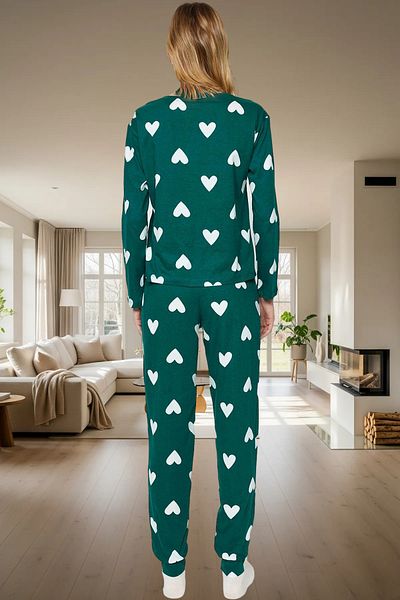 PayBuy Women's Heart Pattern Cotton Pajamas Set Casual Sleep Comfortable Cut for Winter Seasons
