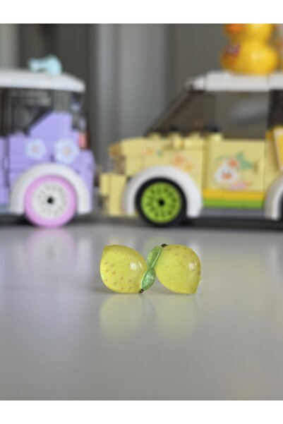 AyShope Antialerjik Şeffaf Uçlu Bioplast Limon Desenli Silikon Küpe Bir Çift